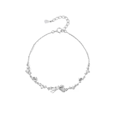 Lắc Bạc Nữ Charm Nơ , Lắc Tay Bạc Ý