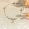 Lắc tay nữ bạc s925 charm lá cây đính đá phong cách thiên nhiên, thanh lịch