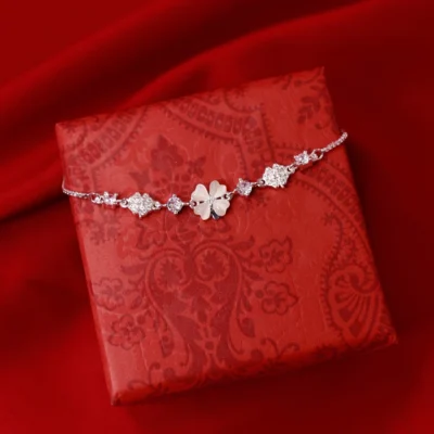 Lắc tay bạc nữ Tyche Blossom dây xù bắt sáng lấp lánh,vòng tay sang trọng thanh lịch phù hợp đeo đi học,đi làm,quà tặng