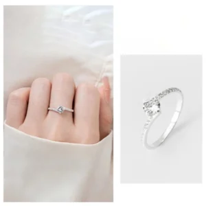 Nhẫn Bạc Nữ Ổ Đá Bốn Chấu Xoáy Sang Trọng