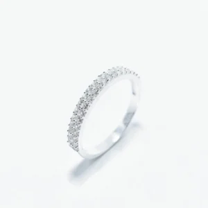 Nhẫn Bạc Trơn Đính Đá 2 Hàng